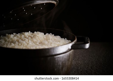 Steamed Rice In Iron Pot 