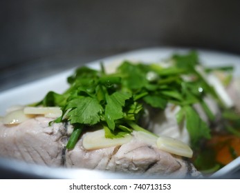 Steamed Seabass Filet With Soy Source, Easy Made Made Cooking Dish