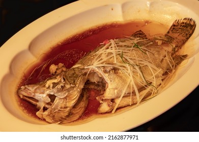 Steamed Siniperca Chuatsi, A Chinese Fresh Water Fish, Also Known As Mandarin Fish.