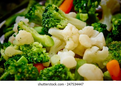 Steamed Vegetables Close Up