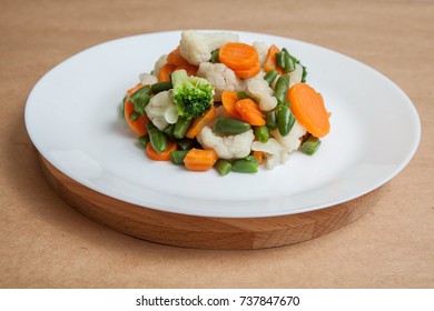 Steamed Vegetables On Plate