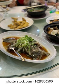 Steamed Whole Fish, With Scallions And Soy.