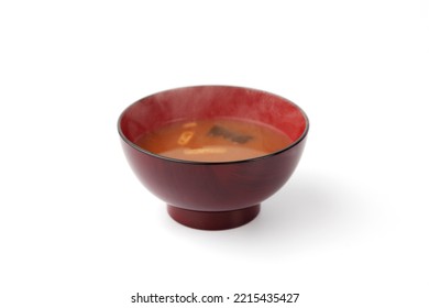 Steaming Hot Miso Soup Isolated On White Background