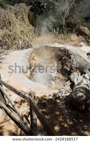 Steaming volcanic mud pools, rincon de la vieja national park at foot of rincon volcano, gaunacaste, costa rica