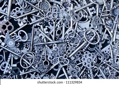 steampunk background within a lot of steel keys - Powered by Shutterstock