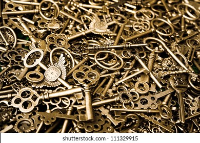 steam-punk background within a lot of vermeil keys