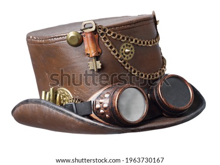 steampunk brown hat isolated on white