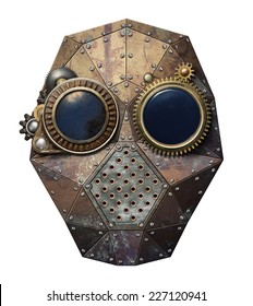 Steampunk Metal Robot Head.