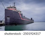 Steamship William G. Mather Museum, a retired Great Lakes bulk freighter, restored as a museum ship on the Erie lake in Cleveland, Ohio.
