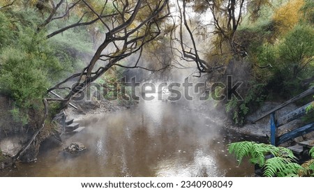 Steamy river flowing through nature
