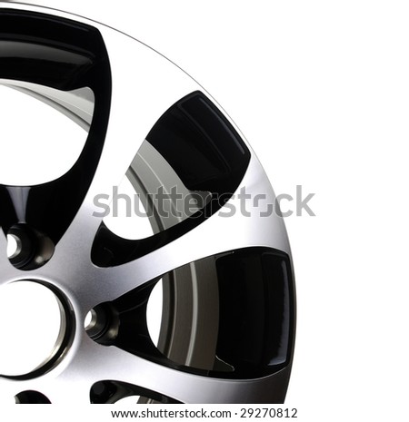 steel alloy car rim on a white background