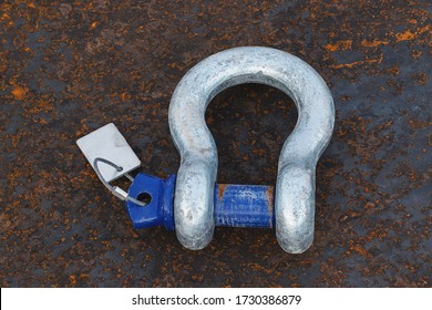 Steel Anchor Shackle On Steel Plate Background