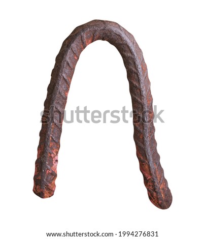 Steel bar with rusted isolated on white background. clipping path.