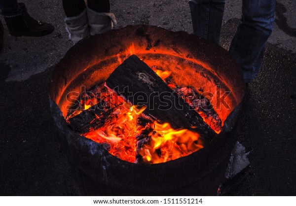 Steel Barrel Fire Pit Put Outside Stock Photo Edit Now 1511551214