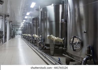 Steel Barrels For  Fermentation Of Wine  In Winemaker Factory 