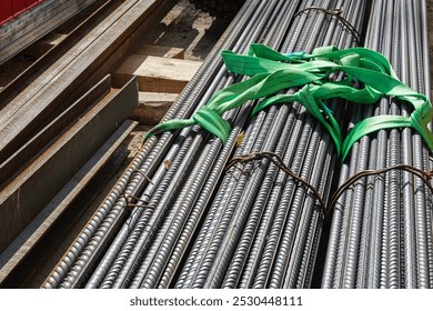 steel bars stack on consruction site