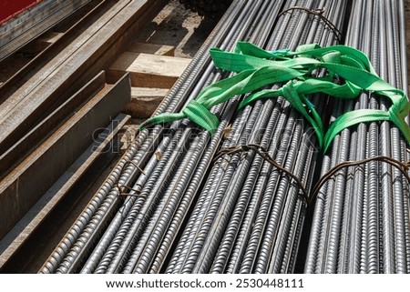 steel bars stack on consruction site