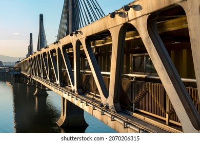 The steel beam structure of the bridge