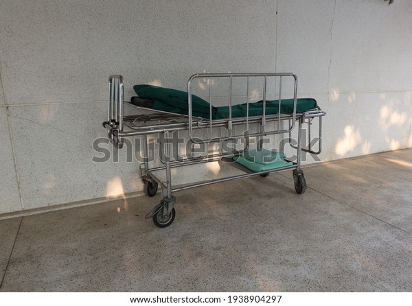 Steel\
beds for patients Located in a hospital in\
Thailand