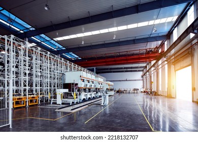 Steel Bracket Assembly Line In A Large Factory