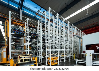 Steel Bracket Assembly Line In A Large Factory