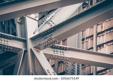 Steel Bridge frame close up. Toned image