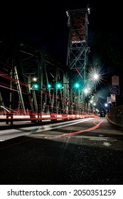 Steel Bridge Portland Oregon At Night 2021 Summer