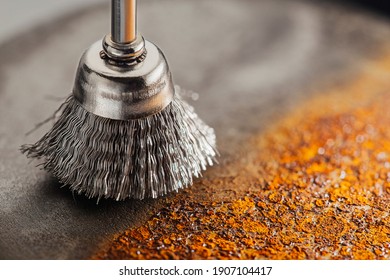 steel brush for drill clean off old metal sheet with rust - Powered by Shutterstock