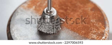 steel brush for drill clean off old metal sheet with rust