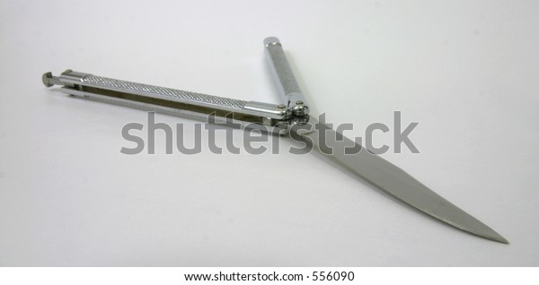Steel Butterfly Knife Balisong On White Stock Photo (Edit Now) 556090