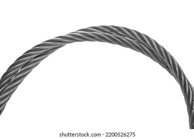 Steel Cable, Braided Wire Rope Round Frame And Border Isolated On White Background With Clipping Path