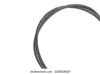 Steel Cable, Braided Wire Rope Round Frame And Border Isolated On White Background With Clipping Path