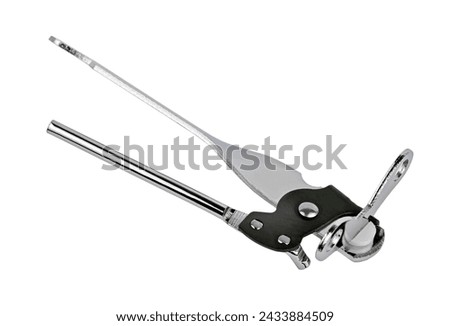 Steel can opener, isolated on white background