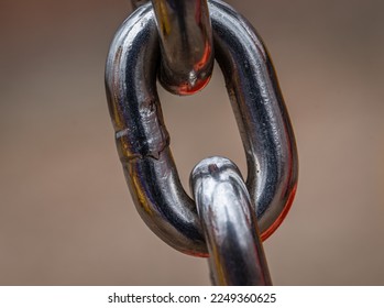 Steel chain macro close up shot
