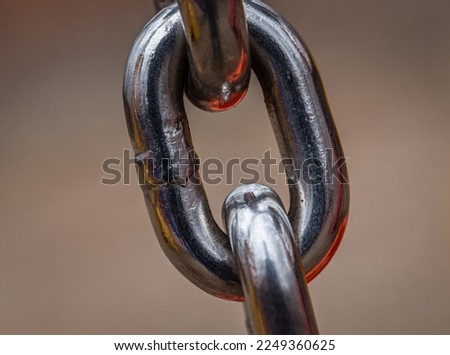 Steel chain macro close up shot