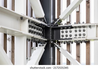 Steel Construction Frame Beam With Connecting Screw Bolts And Nuts