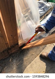 Steel Crowbar Removed Wood From Wooden Box