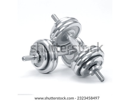 steel dumbbell isolated on white background