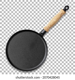 Steel empty frying pan isolated on transparency background.