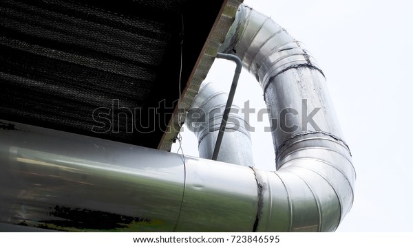 Steel exhaust pipe for\
outdoor use.