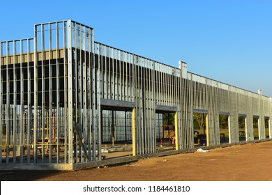 Steel Frame Commercial Building Under Construction.