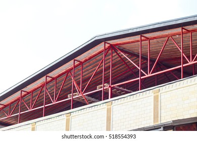 The Steel Frame For The Roof Beams. Construction Details