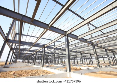 Steel frame structure - Shutterstock ID 411757396