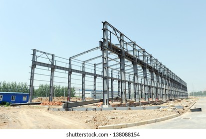 Steel Frame Structure Building Construction Site