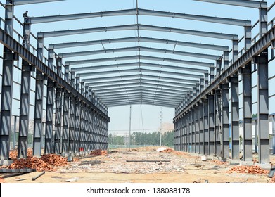 Steel Frame Structure Building Construction Site