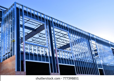 Steel Frame Work Of New Commercial Building.