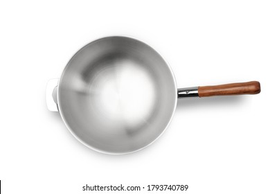 Steel frying pan isolated on white background. Top view - Shutterstock ID 1793740789