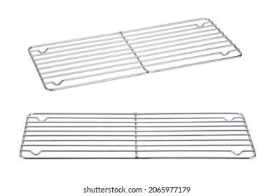 Steel Grid Or Metal Rack For Grill Isolated On A White Background. Clipping Path.