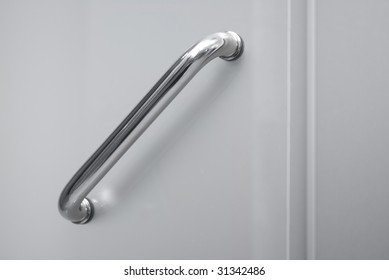 Steel Handle Of A Glass Door