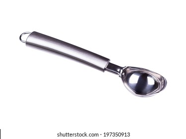 Steel Ice Cream Scooper Isolated On White